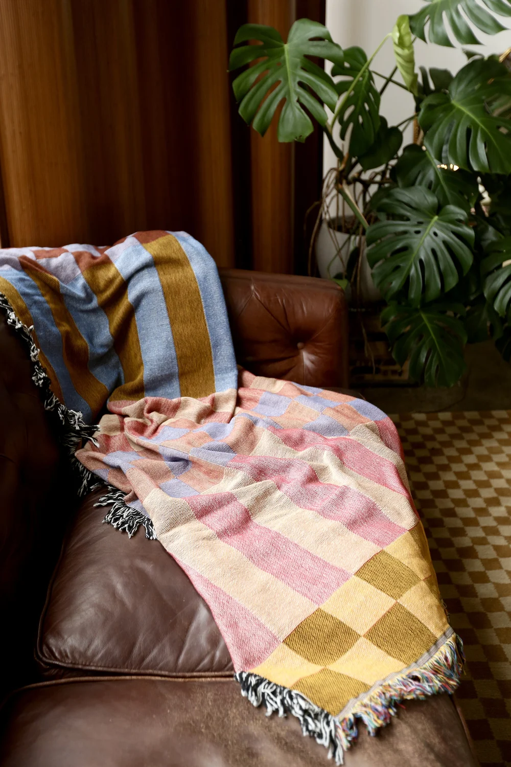 CHECKERED STRIPE TAPESTRY BLANKET IN FORT TILDEN — Calhoun & Co.